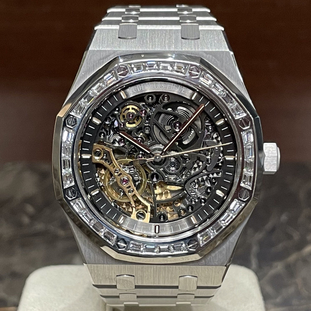 Audemars piguet royal oak skeleton iced out best sale